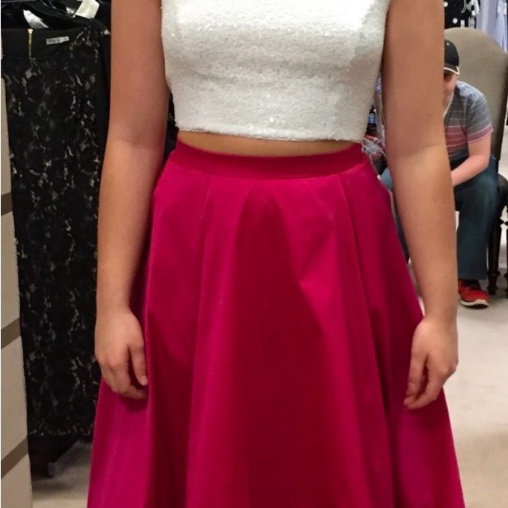 Aidan by Aidan Mattox White and Pink Dress